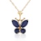 0.6 Carat 14K Solid Gold Butterfly Necklace Natural Sapphire