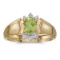 Certified 10k Yellow Gold Oval Peridot And Diamond Ring 0.41 CTW