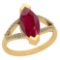 6.33 Ctw Ruby And Diamond I2/I3 14K Yellow Gold Vintage Style Ring