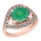 2.42 Ctw Emerald And Diamond I2/I3 14K Rose Gold Vintage Style Ring