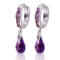 3.3 CTW 14K Solid White Gold Huggie Earrings Dangling Amethyst