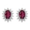 Certified 14k White Gold Oval Rhodolite Garnet And Diamond Earrings 1.02 CTW