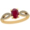 0.64 Ctw Ruby And Diamond I2/I3 14K Yellow Gold Vintage Style Ring