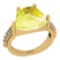 5.71 Ctw I2/I3 Lemon Topaz And Diamond 10K Yellow Gold Ring