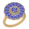 2.86 Ctw I2/I3 Tanzanite And Diamond 14K Yellow Gold Flower Ring