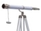 Floor Standing Chrome/White Leather Galileo Telescope 65in.