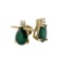 Certified 14k Yellow Gold Pear Shaped Emerald And Diamond Earrings