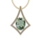 Certified 18.53 Ctw Green Amethyst And Diamond I1/I2 10K Yellow Gold Pendant