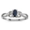 Certified 10k White Gold Oval Sapphire And Diamond Ring