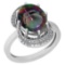 5.09 Ctw VS/SI2 Mystic Topaz And Diamond 14k White Gold Vingate Style Ring