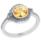 1.58 Ctw I2/I3 Citrine And Diamond 10K White Gold Engagement Ring