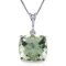 3.6 CTW 14K Solid White Gold Necklace Natural Checkerboard Cut Green Amethyst