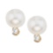Certified 14kt Yellow Gold 7 mm Pearl and Diamond Stud Earring (.10 carat)