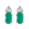 Certified 14k Yellow Gold Oval Emerald Earrings