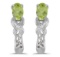 Certified 14k White Gold Oval Peridot And Diamond Earrings