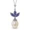 4.75 CTW 14K Solid White Gold Necklace pearl Tanzanite