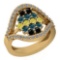 1.56 Ctw Treated Black ,Yellow,Blue, Diamond And White Diamond I2/I3 14K Yellow Gold Ring