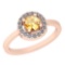 0.62 Ctw Citrine And Diamond I2/I3 10K Rose Gold Vintage Style Ring
