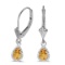 Certified 14k White Gold Pear Citrine And Diamond Leverback Earrings