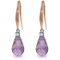 14K Solid Rose Gold Fish Hook Earrings withDiamonds & Amethyst