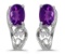 Certified 14k White Gold Oval Amethyst And Diamond Earrings