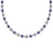 4.04 Ctw SI2/I1 Blue Sapphire And Diamond Style Bezel Set 14K White Gold Necklace