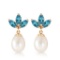9.5 Carat 14K Solid Gold Dangling Earrings pearl Blue Topaz