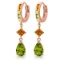 5.15 Carat 14K Solid Rose Gold Huggie Earrings Dangling Peridot Citrine