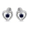 Certified 14k White Gold Round Sapphire And Diamond Heart Earrings