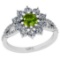 1.36 Ctw I2/I3 Peridot And Diamond 10K White Gold Engagement Halo Ring