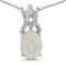 Certified 14k White Gold Oval Opal And Diamond Pendant 0.57 CTW