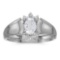 Certified 10k White Gold Oval White Topaz And Diamond Ring