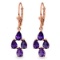 3 Carat 14K Solid Rose Gold pearll Amethyst Leverback Earrings