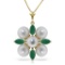 6.3 Carat 14K Solid Gold It Takes Two Emerald pearl Necklace