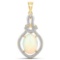 5.10 Carat Genuine Ethiopian Opal and White Diamond 14K Yellow Gold Pendant