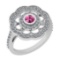 1.09 Ctw VS/SI1 Pink Tourmaline And Diamond 14K White Gold Engagement Halo Ring