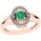 0.74 Ctw Emerald And Diamond I2/I3 14K Rose Gold Vintage Style Ring