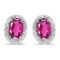 Certified 14k White Gold Oval Pink Topaz And Diamond Earrings