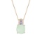 Certified 14k Yellow Gold Oval Frosted Cushion Cut Green Amethyst and Diamond Pendant