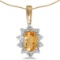 Certified 10k Yellow Gold Oval Citrine And Diamond Pendant