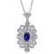 Certified 14k White Gold Sapphire and .10 ct Diamond Pendant