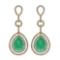 1.92 Ctw Emerald And Diamond I2/I3 14K Yellow Gold Dangling Earrings