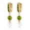 4.3 CTW 14K Solid Gold Huggie Earrings pearl Peridot