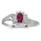 Certified 10k White Gold Oval Rhodolite Garnet And Diamond Satin Finish Ring