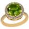 3.99 Ctw Peridot And Diamond I2/I3 10k Yellow Gold Vintage Style Ring