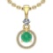 1.53 Ctw Emerald And Diamond I2/I3 14K Yellow Gold Victorian Pendant