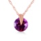 0.75 CTW 14K Solid Rose Gold Sundisk Amethyst Necklace