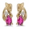 Certified 14k Yellow Gold Oval Pink Topaz And Diamond Earrings