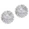 Certified 14K White Gold 1 ct Diamond Clustaire Stud Earrings