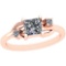 0.57 Ctw SI2/I1 Diamond Platinum 14K Rose Gold Plated Ring